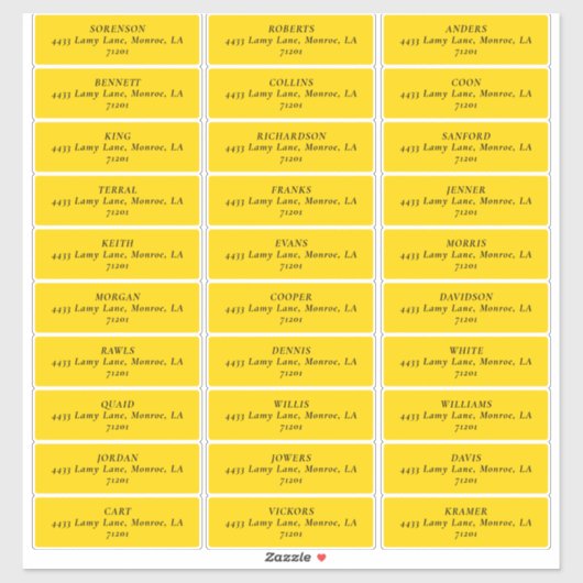 MOD YELLOW TULIP WEDD Address Labels (Blatt)