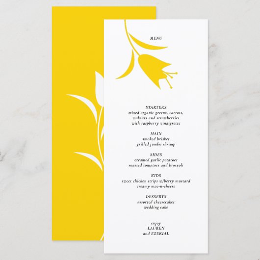 MOD YELLOW TULIP WEDDING MENÜKARTE (Vorne/Hinten)