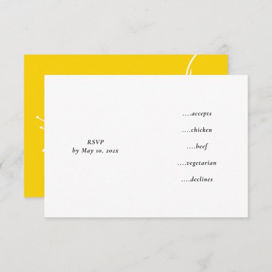 MOD YELLOW TULIP WEDDING RSVP KARTE (Vorne/Hinten)