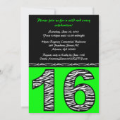 Mod Zebra Print 16 . Geburtstag [grün] Einladung (Rückseite)