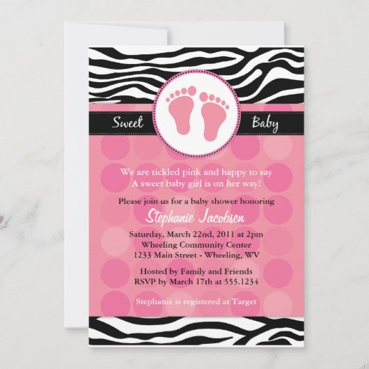 Mod Zebra Print Baby Shower Einladungen (Vorderseite)