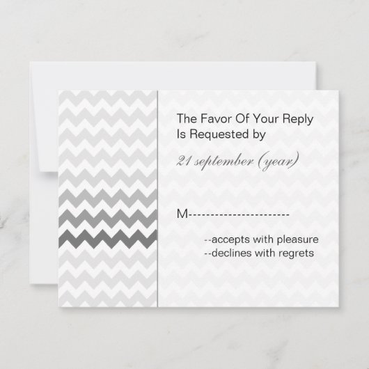 Mod Zickzack grau Ombre wedding rsvp Karte (Vorderseite)
