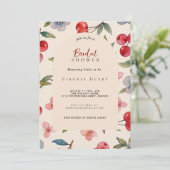 Moda Coquette Cherry en una gran ducha de novia Einladung (Stehend Vorderseite)