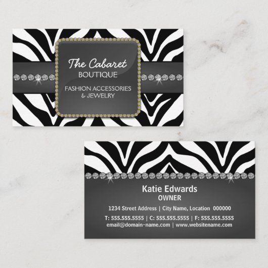 Mode-Accessoire u. Schmuck Visitenkarte (Vorne/Hinten)