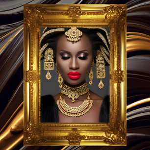 Mode afrikanisches exotisches goldenes Kopfschmuck Poster