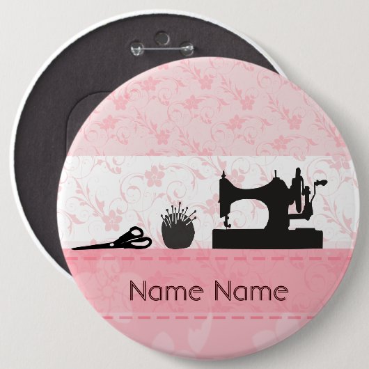 Mode-antike schwarze Nähmaschine-Näherin Button (Vorne & Hinten)