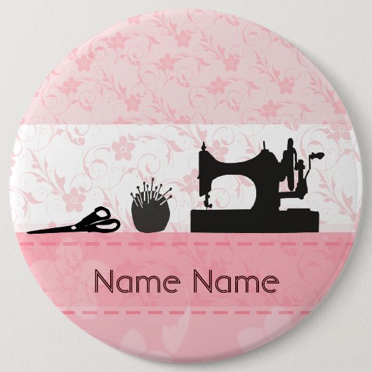 Mode-antike schwarze Nähmaschine-Näherin Button (Vorderseite)