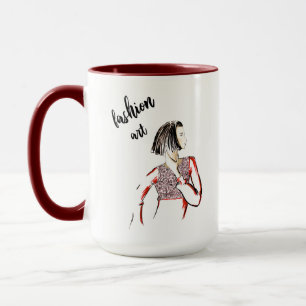 Mode Art Black und Red 15oz Ringer Tasse