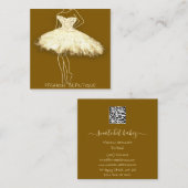 Mode Beautique Dress Gold Logo QR Code Quadratische Visitenkarte (Vorne/Hinten)