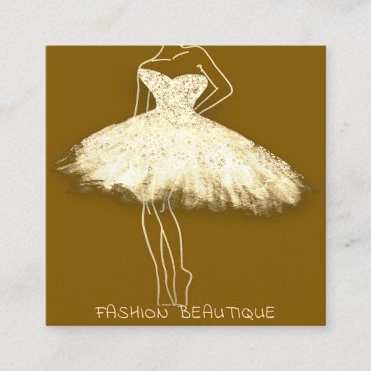 Mode Beautique Dress Gold Logo QR Code Quadratische Visitenkarte (Vorderseite)