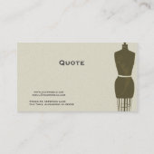 Mode-berufliches Vintages nähendes Mannequin Visitenkarte (Rückseite)