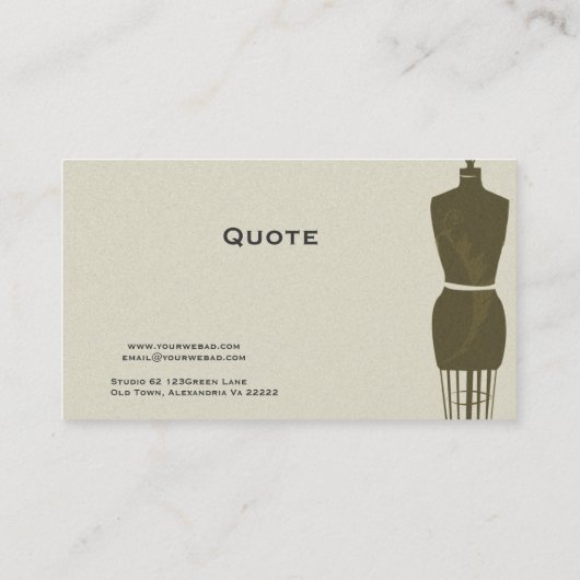 Mode-berufliches Vintages nähendes Mannequin Visitenkarte (Rückseite)
