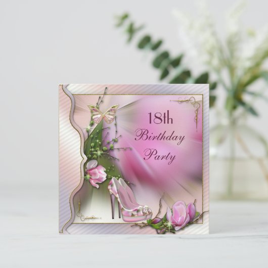 Mode beschuht Magnolien-Schmetterlings-18. Einladung (Stehend Vorderseite)