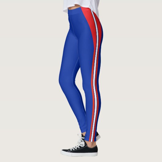 Mode Blau, Rot Weiß Gestreift Leggings (Links)