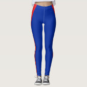 Mode Blau, Rot Weiß Gestreift Leggings (Vorderseite)