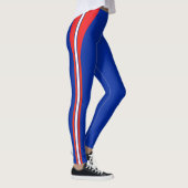 Mode Blau, Rot Weiß Gestreift Leggings (Rechts)
