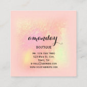 Mode Blog Beutique Shop Rose Kleiderhanger Quadratische Visitenkarte (Rückseite)