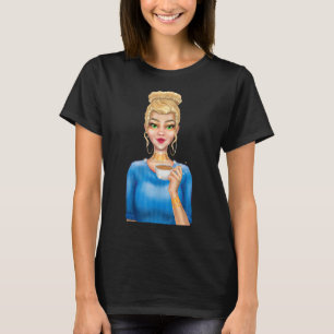 Mode Blonde Woman Holding Cup of Coffee Hand Dr. T-Shirt