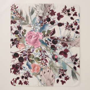 Mode-boho-Illustration mit Rose-Blume und p Sherpadecke