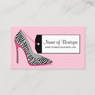 Mode Boutique Rosa und Schwarz Zebra Stilettos Visitenkarte