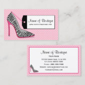 Mode Boutique Rosa und Schwarz Zebra Stilettos Visitenkarte (Vorne/Hinten)