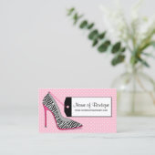 Mode Boutique Rosa und Schwarz Zebra Stilettos Visitenkarte (Stehend Vorderseite)