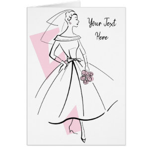Mode-Braut-Rosa-Textgrußkarte