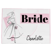 Mode Bride Pink Braun Geschenk Tasche große rosa Geschenktüte (Rückseite)