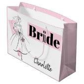 Mode Bride Pink Braun Geschenk Tasche große rosa Geschenktüte (Rückseite Schrägansicht)