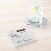 Mode Bride Pink Bride Datum Name Untersetzer Glas (Schrägansicht)