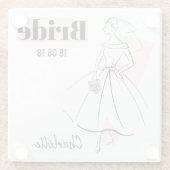 Mode Bride Pink Bride Datum Name Untersetzer Glas (Rückseite)