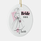 Mode Bride Pink Bride Datum Name Verzierung Keramik Ornament (Rechts)