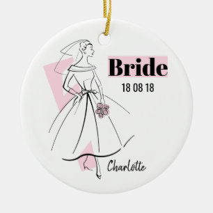 Mode Bride Pink Bride Datum Name Verzierung Keramik Ornament
