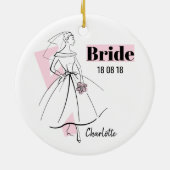 Mode Bride Pink Bride Datum Name Verzierung Keramik Ornament (Hinten)