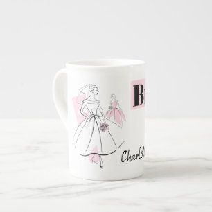 Mode Bride Pink Bride Name Knochen China Tasse
