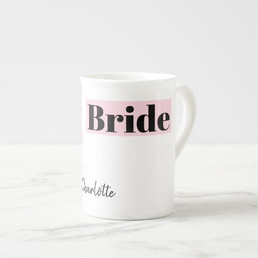 Mode Bride Pink Bride Name Knochen China Tasse (Vorderseite Rechts)