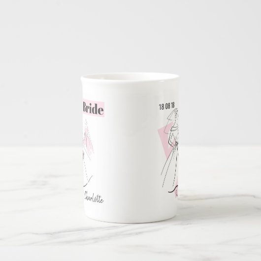 Mode Bride Pink Bride Name Tasse Knochen China (Vorderseite)