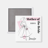 Mode Bride Pink Mother Bridge Date Name Square Magnet (Vorderseite/Rückseite)