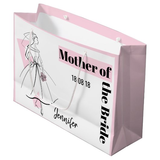 Mode Bride Pink Mutter der Bride groß rosa Große Geschenktüte (Vorderseite Schrägansicht)