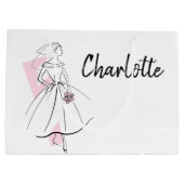 Mode Bride Pink Name Geschenktasche groß Große Geschenktüte (Rückseite)