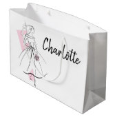 Mode Bride Pink Name Geschenktasche groß Große Geschenktüte (Rückseite Schrägansicht)