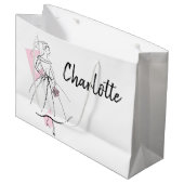 Mode Bride Pink Name Geschenktasche groß Große Geschenktüte (Vorderseite Schrägansicht)