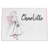 Mode Bride Pink Name Geschenktasche große rosa Geschenktüte (Vorderseite)