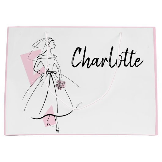 Mode Bride Pink Name Geschenktasche große rosa Geschenktüte (Vorderseite)