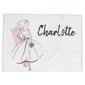 Mode Bride Pink Name Geschenktasche große rosa Geschenktüte (Rückseite)