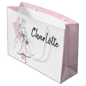 Mode Bride Pink Name Geschenktasche große rosa Geschenktüte (Rückseite Schrägansicht)