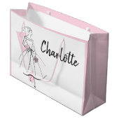 Mode Bride Pink Name Geschenktasche große rosa Geschenktüte (Vorderseite Schrägansicht)