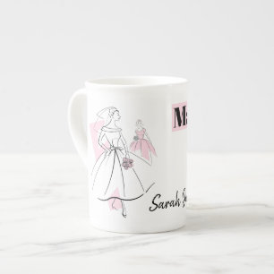 Mode Bride Pink Trauzeugin Knochen China Porzellantasse