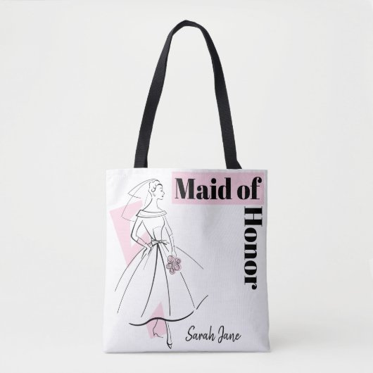 Mode Bride Pink Trauzeugin Name Tasche (Vorderseite)