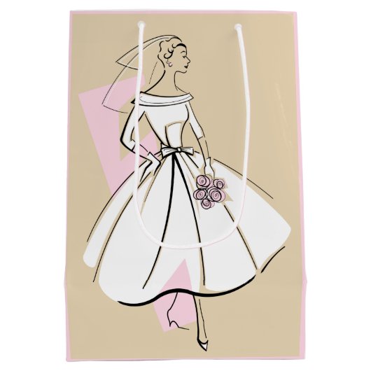 Mode Bridge Natural Geschenktasche Medium pink Mittlere Geschenktüte (Rückseite)